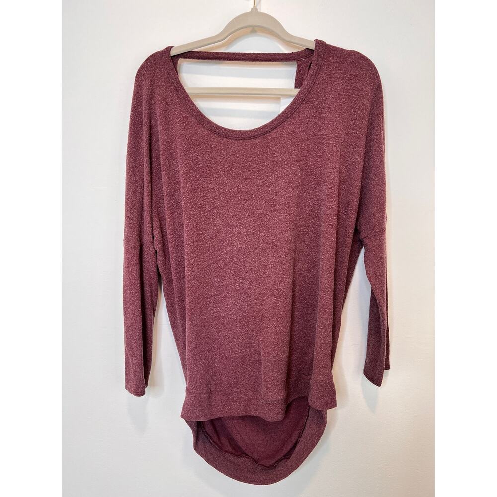 Chaser Vino Drape Back Long Sleeve Dolman Love Nit Burgundy Sz M Blouse Shirt